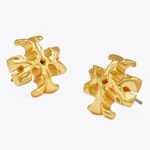 TORY BURCH Roxanne Logo Goldtone Earrings - Small Size (NWT)